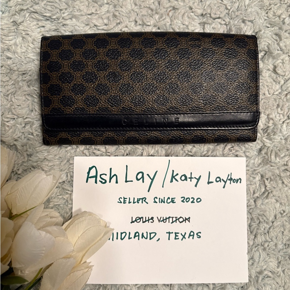 Celine Black and Brown Monogram Wallet